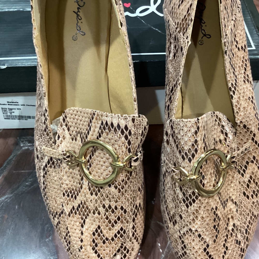 Qupid Flat Faux Snakeskin shoes